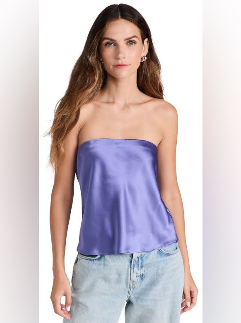 Reformation Spritz Silk Top Jacaranda Purple Strapless Silk Tube Top NWT XS